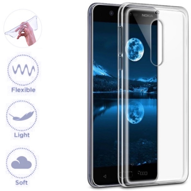 Skaidrus silikoninis-tpu dėkliukas (NOKIA 5 telefonams) Skaidrus silikoninis-tpu dėkliukas (NOKIA 5 telefonams)